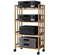 Scaffale Angolare A 4 Ripiani Per Apparecchiature Audio/Video, Mobiletto Per Impianto Stereo Da Soggiorno, Organizer Per Lettore Cd, Giradischi, Centro Di Intrattenimento, Console Di Gioco, Larghezza