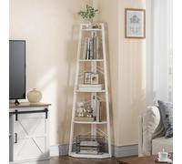 , Scaffale angolare a 5 ripiani, libreria angolare in stile industriale, moderna