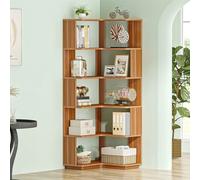 Scaffale angolare a 6 livelli, libreria industriale a forma di L alta 64,9 pollici con pannello antigoccia per l'home office