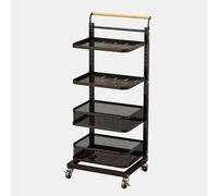 Scaffale angolare da cucina in metallo nero con ruote, 4 assi e 2 cestelli, girevole per bagno, salvaspazio, per un facile accesso e nization