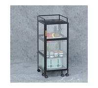 Scaffale angolare da cucina multifunzionale con anta dell'armadio, installazione gratuita, carrello portaoggetti per verdure a 3 ripiani, dal pavimento al soffitto, carrello con rotelle, colore nero