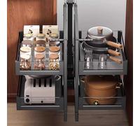 Scaffale angolare estraibile per armadio da cucina, con 4 cestelli sinistro e destro, armadi da 61-64 cm, cassetti scorrevoli in metallo