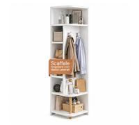 Scaffale Angolare in MDF Bianco a 7 Livelli 180x30x30 cm - ad Alta Capacità di Carico