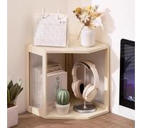 Scaffale Angolare, Libreria Angolare Multifunzionale Impilabile in Bambù, Scaffale da Scrivania for Soggiorno, Camera da Letto, Ufficio, Aula (1 Pezzo)