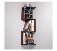 Scaffale angolare mobile, a 3 ripiani, in legno massello, da parete, marrone scuro, mensole da parete per la decorazione della casa, soluzione organizzativa versatile ed elegante