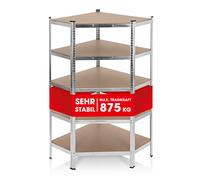 EASYmaxx Scaffale Angolare in metallo per carichi pesanti 180x90x40 cm | Scaffale e banco da lavoro | Scaffalatura per cantine, scaffale di stoccaggio con 5 ripiani regolabili | Per cantina, garage