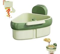 Scaffale angolare per lavello con ventosa e cestello a rete fine per una rimozione efficiente delle particelle di cibo e protezione dello scarico (verde)