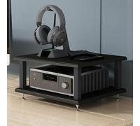 Scaffale angolare per supporti multimediali, rack AV a 4 livelli per sistemi di intrattenimento, console di gioco e apparecchiature audio, soluzione salvaspazio per soggiorno e sala giochi