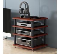 Scaffale angolare per supporti multimediali, rack AV a 4 livelli per sistemi di intrattenimento, console di gioco e apparecchiature audio, soluzione salvaspazio per soggiorno e sala giochi