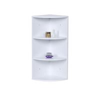 Scaffale angolare Relaxdays, 3 Ripiani, scaffale da Bagno, Appeso o in Piedi, HLP: 62x35x25 cm, MDF, Bianco