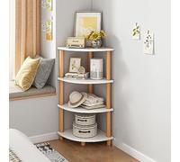 Scaffale angolare sottile in legno, espositore a 4 ripiani, per casa, ufficio e piccoli spazi, elegante supporto per piante, bianco, 40 x 40 x 99 cm, soluzione ideale per riporre oggetti
