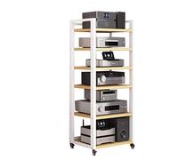 Scaffale Audio Video A 6 Livelli, Supporto Multimediale AV Mobile, Ripiano Angolare In Legno, Giradischi, Armadietto For Console For Componenti Stereo, Scaffale Aperto(White)