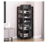 Scaffale Audio Video A 6 Livelli, Supporto Multimediale AV Mobile, Ripiano Angolare In Legno, Giradischi, Armadietto For Console For Componenti Stereo, Scaffale Aperto(Nero)