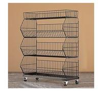 Scaffale autoportante a 4 ripiani con ruote, espositore in metallo per bevande, cibo e giocattoli, ideale per negozi di alimentari, banchi chut, farmacie, design salvaspazio nero