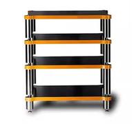 Scaffale AV a 4 ripiani HiFi - Supporto audio in legno massiccio per giradischi e amplificatore, nero, 60 x 78 x 48 cm, perfetto per componenti audio video e installazione home theater