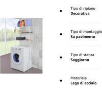 SCAFFALE SALVASPAZIO 155X65X25 PER BAGNO SOPRA LAVATRICE 3 RIPIANI BIANCO