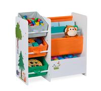 Scaffale Bambini 3 Box Porta Giochi 4 Scomparti Mobiletto Libreria 64x64x30 cm