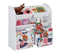 Scaffale bambini bianco organizer box porta giochi cameretta supereroina colori