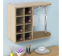 Scaffale Bar Cantinetta Vino Parete Legno Cantina 8 Posti + Porta Calici Querci