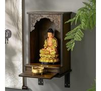 Scaffale buddista da altare, da parete, intagliato a mano, con ripiano retrattile, per chiese, templi e case