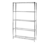 Kit Scaffale libreria espositore 5 ripiani in filo acciaio cromato Archimede cm.