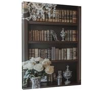 Scaffale classico da parete, decorazione vintage marrone biblioteca, elegante stampa estetica per la casa, ufficio, soggiorno, studio, letteratura, regali 20,3 x 30,5 cm