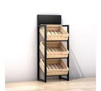 Scaffale commerciale per supermercati, scaffale a più livelli di grande capacità per frutta, verdura e snack, design durevole in legno per negozi al dettaglio