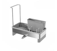 Scaffale compatto da appoggio in acciaio inossidabile per lavello, con layout efficiente per massimizzare lo spazio e ridurre al minimo l'ingombro (grigio)