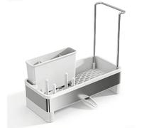 Scaffale compatto da appoggio in acciaio inossidabile per lavello, con layout efficiente per massimizzare lo spazio e ridurre al minimo l'ingombro (bianco)