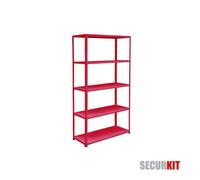 Scaffale componibile 5 Ripiani Rosso Scaffalatura 100x40x186 SecurKit 400Kg