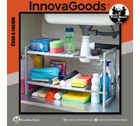 Scaffale componibile in acciaio e plastica a 2 ripiani per bagno cucina e scarpe