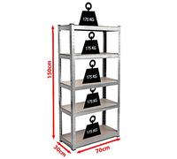 Scaffale con 5 ripiani, alto, rivetti Los industriale, cuscinetti, stare, Acciaio, zincato di Home Vida