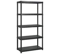 Scaffale con 5 ripiani, in plastica, 340 x 40 x 185 cm, per garage, officina, ufficio, con elevata portata e facile montaggio, per ordine e stoccaggio