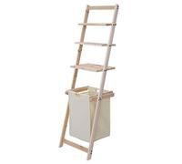 Scaffale con cesta portabiancheria HWC-B59 3 ripiani legno di abete
