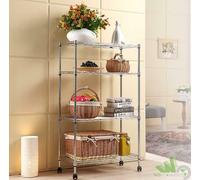 SCAFFALE CON RUOTE ROTELLE CARRELLO ACCIAIO 4 PIANI 35X60X170H SCAFFALATURA