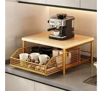 Scaffale Cucina A Due Piani Contenitore Stoccaggio Inferiore Organizzatore Per Scaffale Cucina Organizzatore Cassetto Scorrevole Adatto A Dispensa, Deposito Ufficio(Gold,14.57x10.24in/37x26x18 cm)