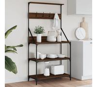 Scaffale Cucina Ganci 4Ripiani Rovere Marrone Legno Multistrato
