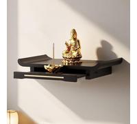 Scaffale da altare in legno per uso domestico, nicchia con cassetto per statue di Buddha, ideale per Pooja e incenso tributo