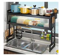 Scaffale da appendere sopra il lavello con copertura antipolvere, supporto organizer da cucina in acciaio, mantiene le forniture del bancone della cucina pulite e ordinate