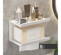 Scaffale da bagno 2 in 1 senza perforazione, portasciugamani di carta per la cas