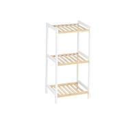 Scaffale da Bagno 35 x 30 x 70 cm Bianco Naturale Bambù Legno di pino