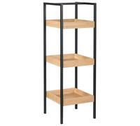 Scaffale da bagno a 3 ripiani con struttura in acciaio nero e bambù marrone chia