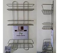 Scaffale da bagno angoliera mensola 3 piani rettangolare 25x11x53cm antiruggine grigio
