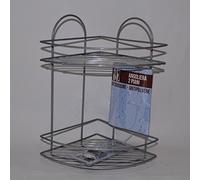Scaffale bagno doccia angoliera mensola 2 piani angolare 30x22x37 cm antiruggine