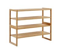 Scaffale da bagno in bambù cm 4 livelli impilabili in legno chiaro Uvalda
