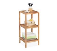 Relaxdays Scaffale da Bagno in Legno di Noce, HLP: 79 x 36 x 36 cm, 3 Ripiani, Mobiletto Salvaspazio Cucina, Naturale