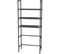 Scaffale da bagno sopra il WC, a 3 ripiani, autoportante, con struttura in metallo e gancio, supporto da bagno e ripiano salvaspazio, nero