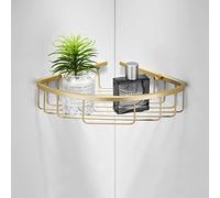 Scaffale da bagno spazzolato in oro Cestello angolare a doppio livello montato a parete Rack di stoccaggio per doccia Accessori per il bagno