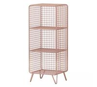 Scaffale da comodino in metallo rosa per camera da letto, elegante supporto per libri, riviste e riviste, 35 x 27 cm, decorazione funzionale per la casa.