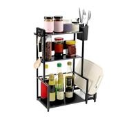 Scaffale da Cucina 3 Livelli in Ferro con Porta Utensili e Supporto Tagliere